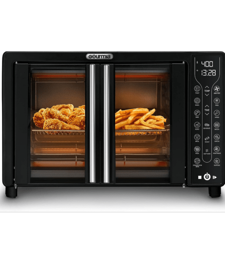gourmia digital air fryer toaster oven with single-pull french doors